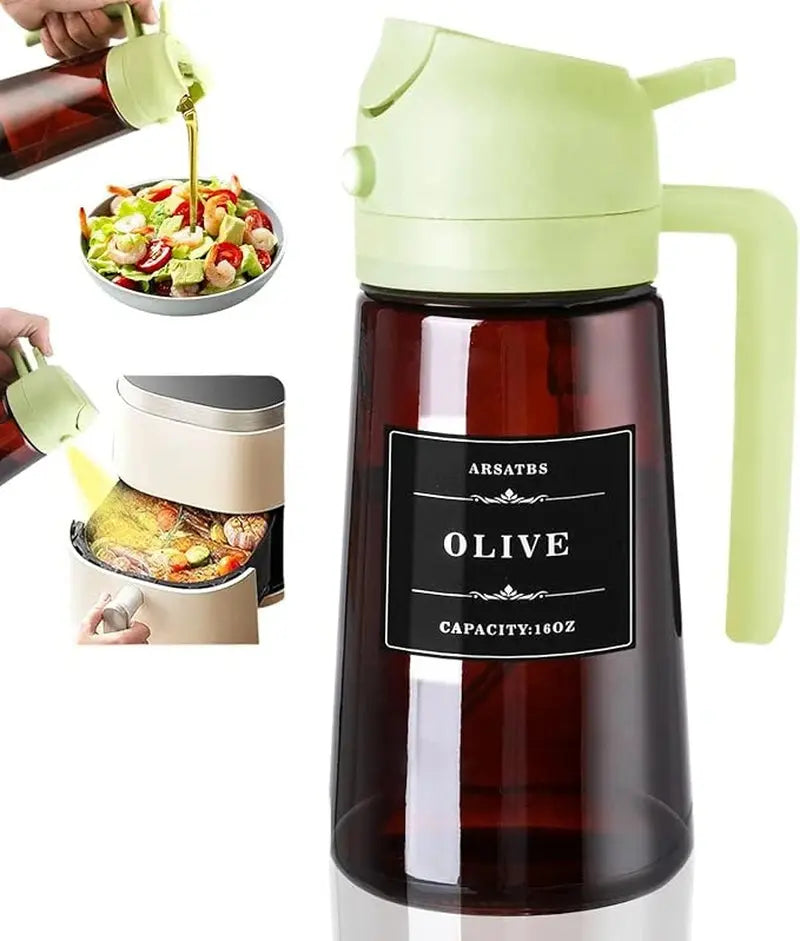 2-In-1 Glass Oil Dispenser & Sprayer - 16Oz/470Ml Leakproof Olive Oil Sprayer Bottle for Cooking, Air Fryer, BBQ, Baking, Salad