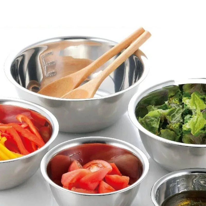 5Pcs/Set Stainless Steel Mixing Bowls Non Slip Nesting Whisking Bowls Set Mixing Bowls for Salad Cooking Baking
