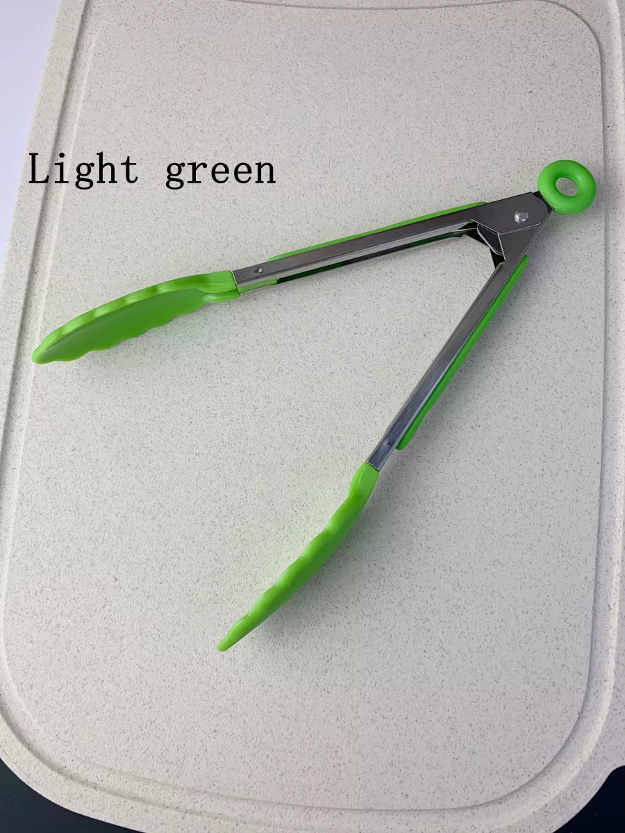 Anti Slip Cooking Serving Tongs Stainless Steel Food Clip Bread Salad Tong Heat-Resistant Barbecue Clips Kitchen Cooking Tool