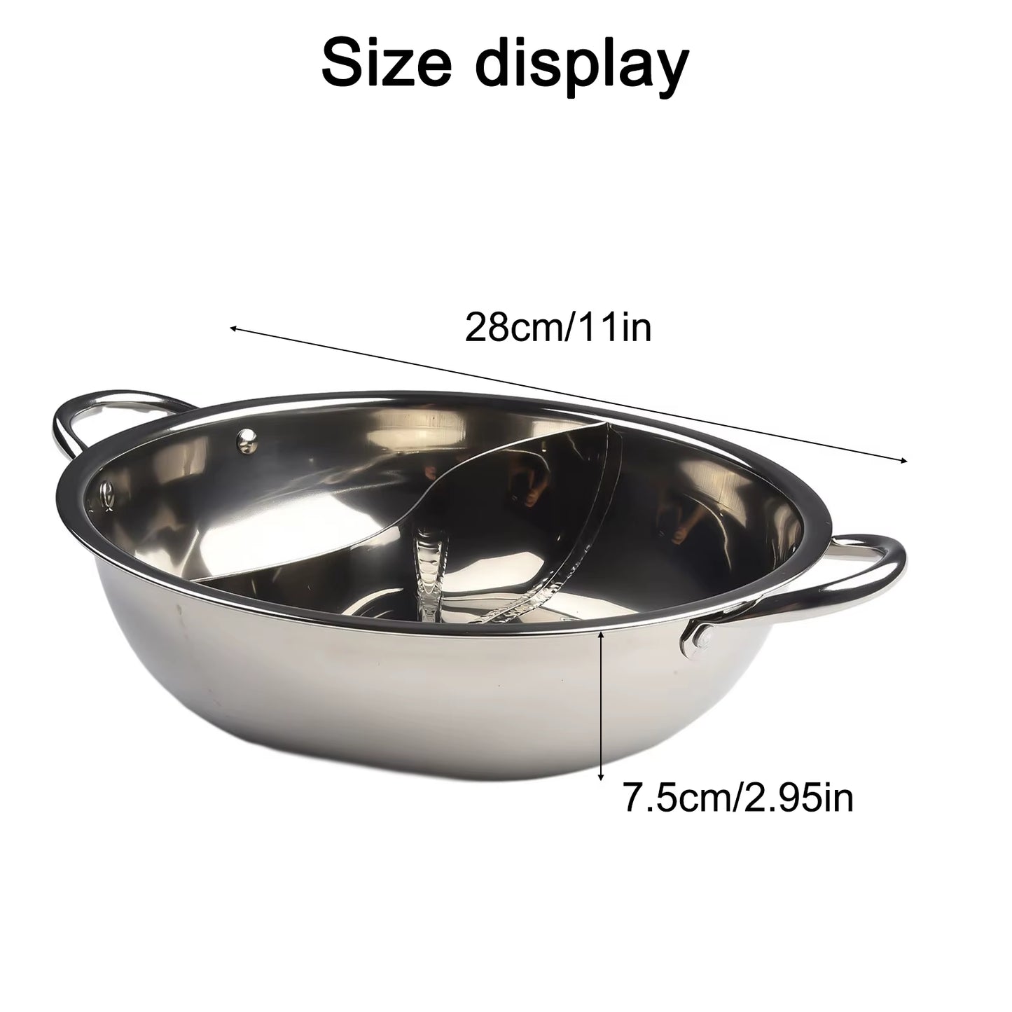 28Cm Stainless Steel Twin Divided Double Pot Hotpot Cooker Gas Stove Compatible Pot Chinese Hot Pot Kitchen Soup Cooking Pot