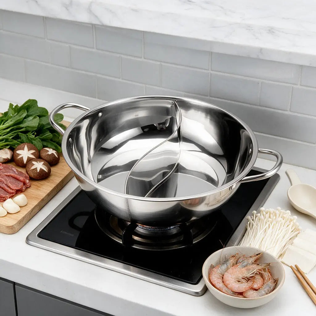 Premium Stainless‑Steel Twin Hotpot Pot