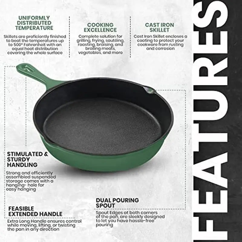 Pre-Seasoned Cast Iron Skillet Set 3-Piece - 6 , 8 and 10 Inches Utopia Kitchen