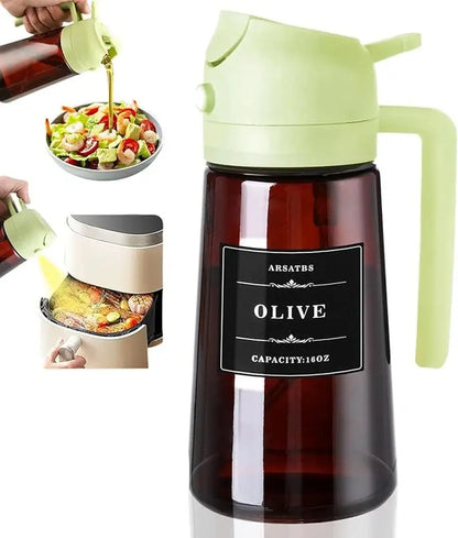 2-In-1 Glass Oil Dispenser & Sprayer - 16Oz/470Ml Leakproof Olive Oil Sprayer Bottle for Cooking, Air Fryer, BBQ, Baking, Salad