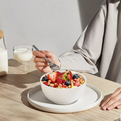 Set of 8Pcs 8Ounce Porcelain Cereal Bowls Set White round Bowls for Noodle Salad
