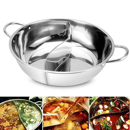 28Cm Stainless Steel Twin Divided Double Pot Hotpot Cooker Gas Stove Compatible Pot Chinese Hot Pot Kitchen Soup Cooking Pot