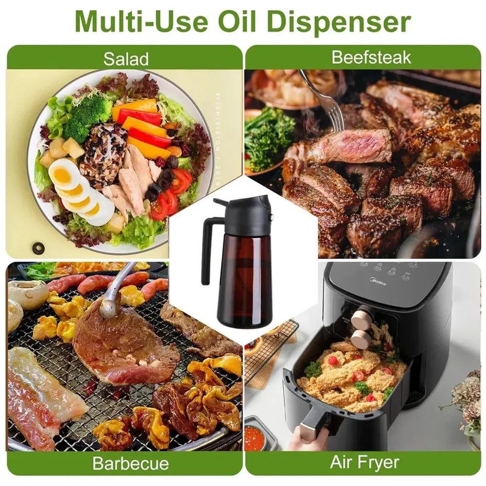 2-In-1 Glass Oil Dispenser & Sprayer - 16Oz/470Ml Leakproof Olive Oil Sprayer Bottle for Cooking, Air Fryer, BBQ, Baking, Salad