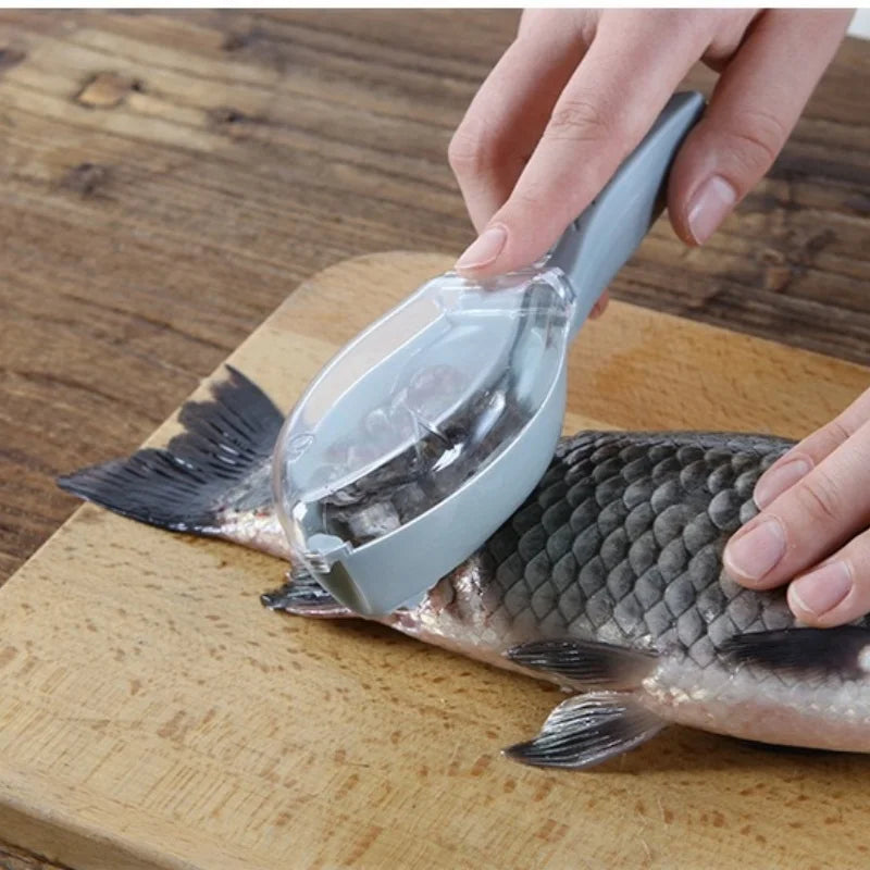 Kitchen Household Scale Scraper with Lid, Fish Scale Scraper, Manual Descaling, Brushing of Fishing Tools