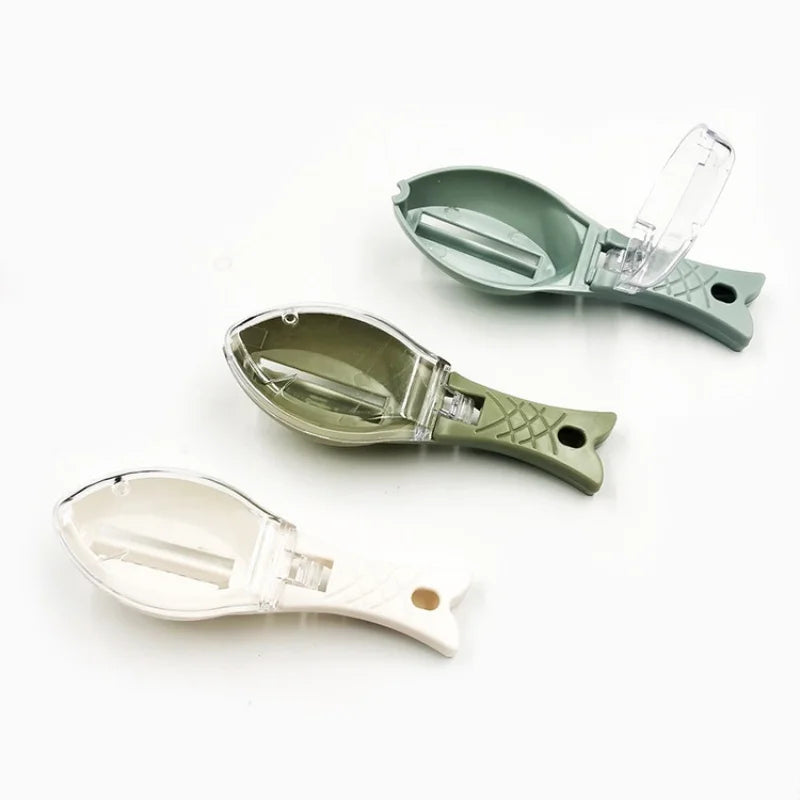 Kitchen Household Scale Scraper with Lid, Fish Scale Scraper, Manual Descaling, Brushing of Fishing Tools