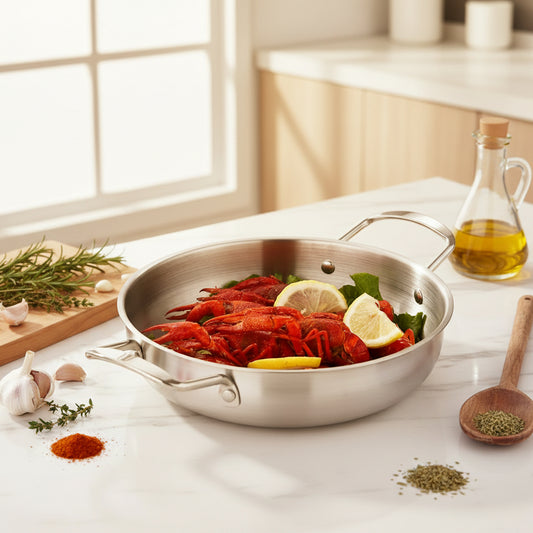 Stainless Steel Cookware Saucepan Dry Pots with Handle Home Cooking Paella Pan Seafood Rice Pot Picnic Snack Plates