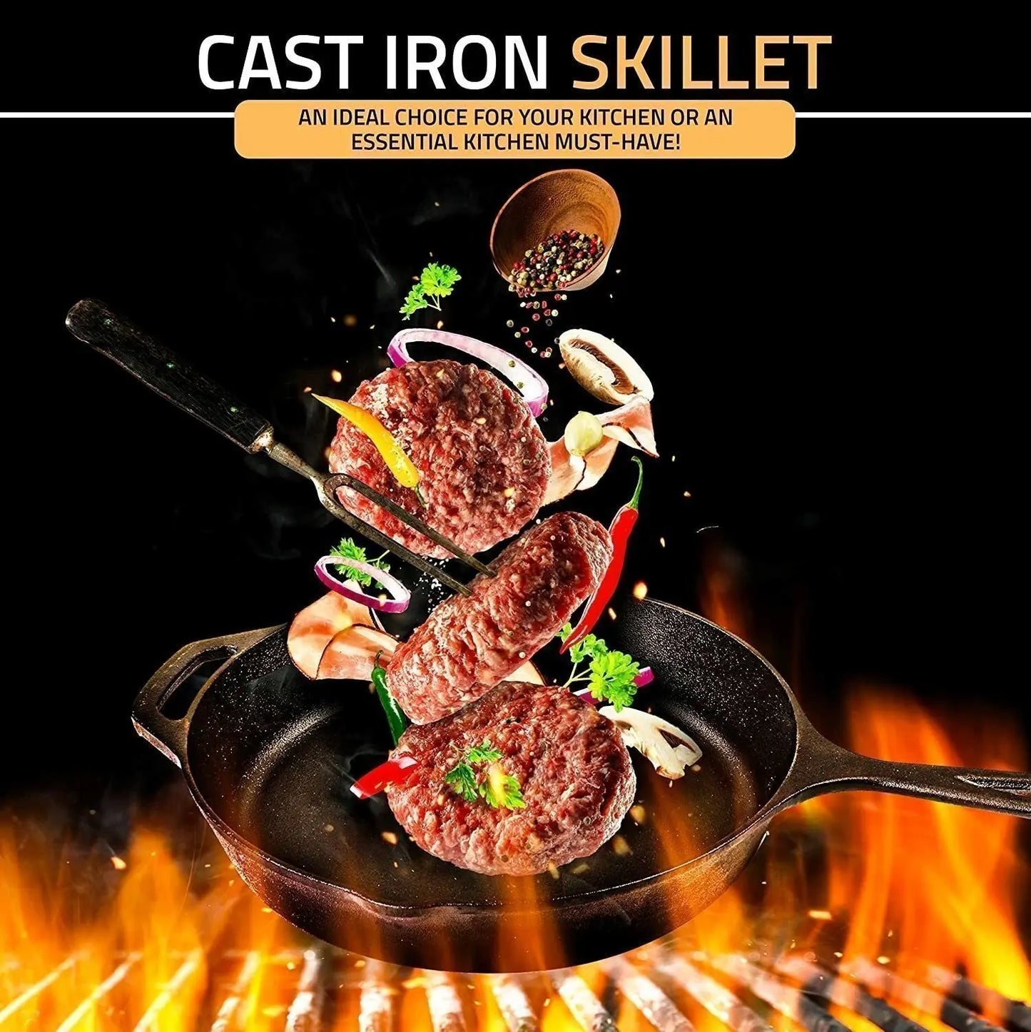 Utopia Kitchen 12 Inch Cast Iron Skillet, Pre-Seasoned, Oven Safe Frying Pan...