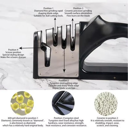 Kitchen 4 Segment Knife Sharpener Multifunctional Portable Non-Slip Base Knife Sharpener Household Kitchen Gadgets Accessories