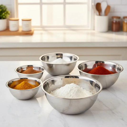 5Pcs/Set Stainless Steel Mixing Bowls Non Slip Nesting Whisking Bowls Set Mixing Bowls for Salad Cooking Baking