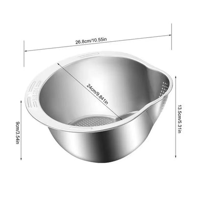 Rice Washer Strainer Bowl Stainless Steel 304 Rice Washing Bowl Rice Sieve Colander Fruit and Vegetable Strainer Kitchen Tools
