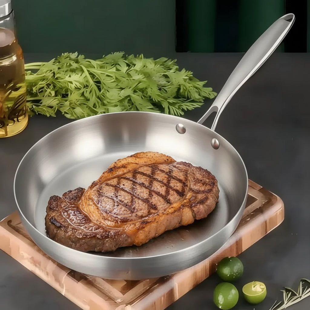 304 Stainless Steel Non Stick Pan for Frying Steak Uncoated Kitchen Cookware Suitable for Gas Stoves and Induction Cookers