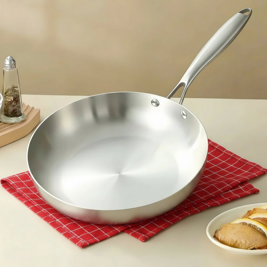 304 Stainless Steel Non Stick Pan for Frying Steak Uncoated Kitchen Cookware Suitable for Gas Stoves and Induction Cookers