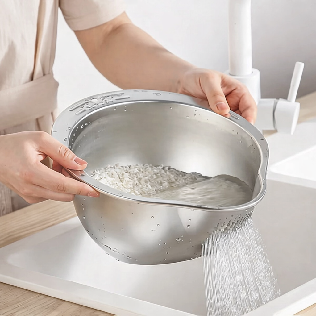 Stainless-Steel Rice Washer Bowl