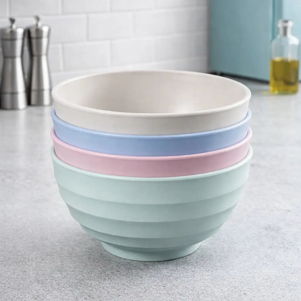 4-piece non fragile grain bowl set -24 ounce PP plastic bowl for soup/rice/grains - microwave and dishwasher safe