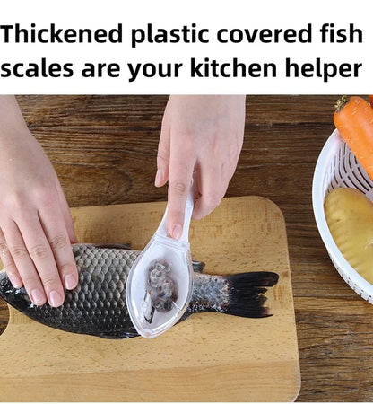 Kitchen Household Scale Scraper with Lid, Fish Scale Scraper, Manual Descaling, Brushing of Fishing Tools