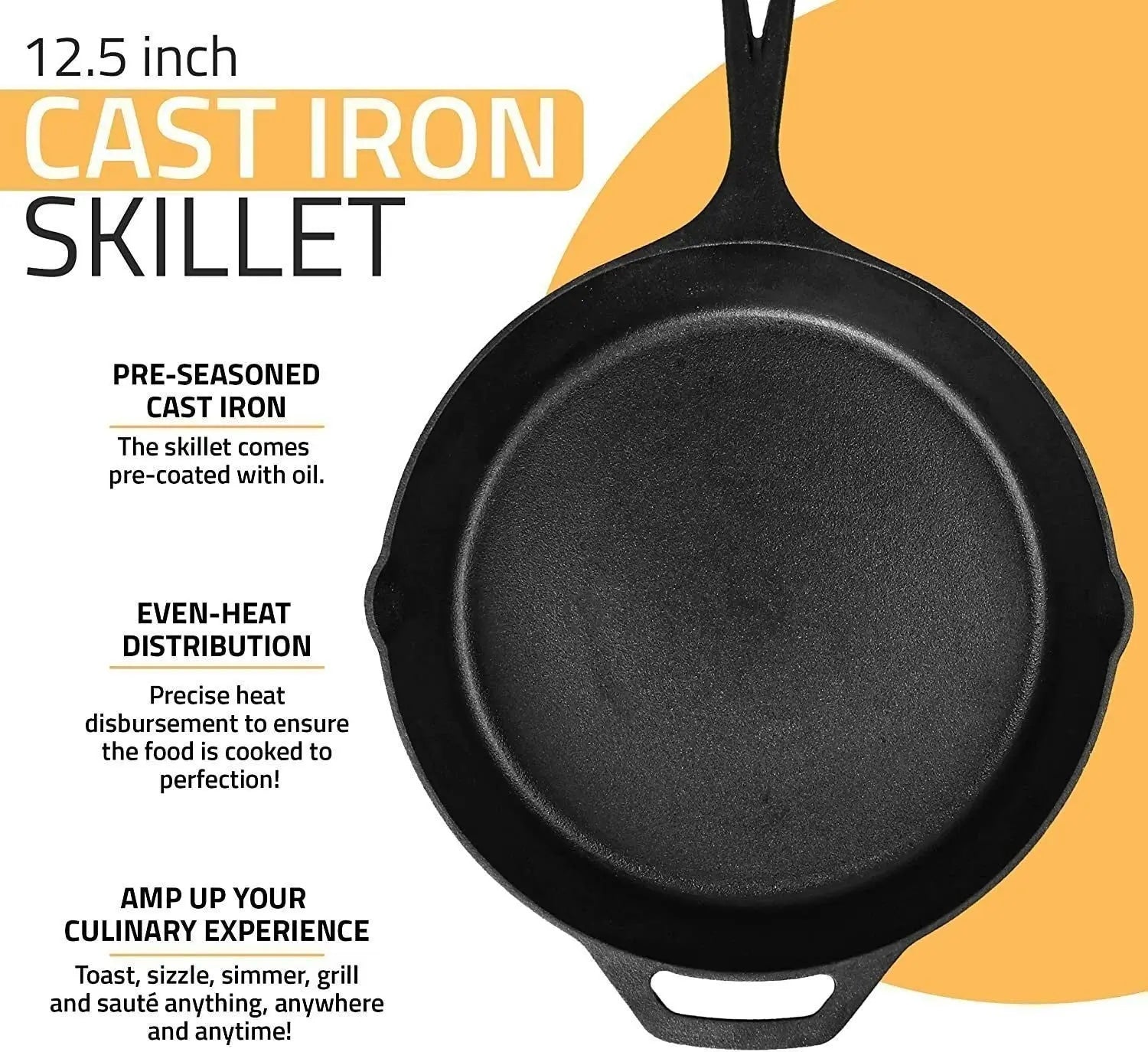 Utopia Kitchen 12 Inch Cast Iron Skillet, Pre-Seasoned, Oven Safe Frying Pan...