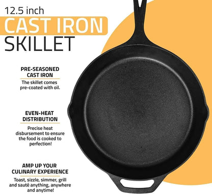 Utopia Kitchen 12 Inch Cast Iron Skillet, Pre-Seasoned, Oven Safe Frying Pan...