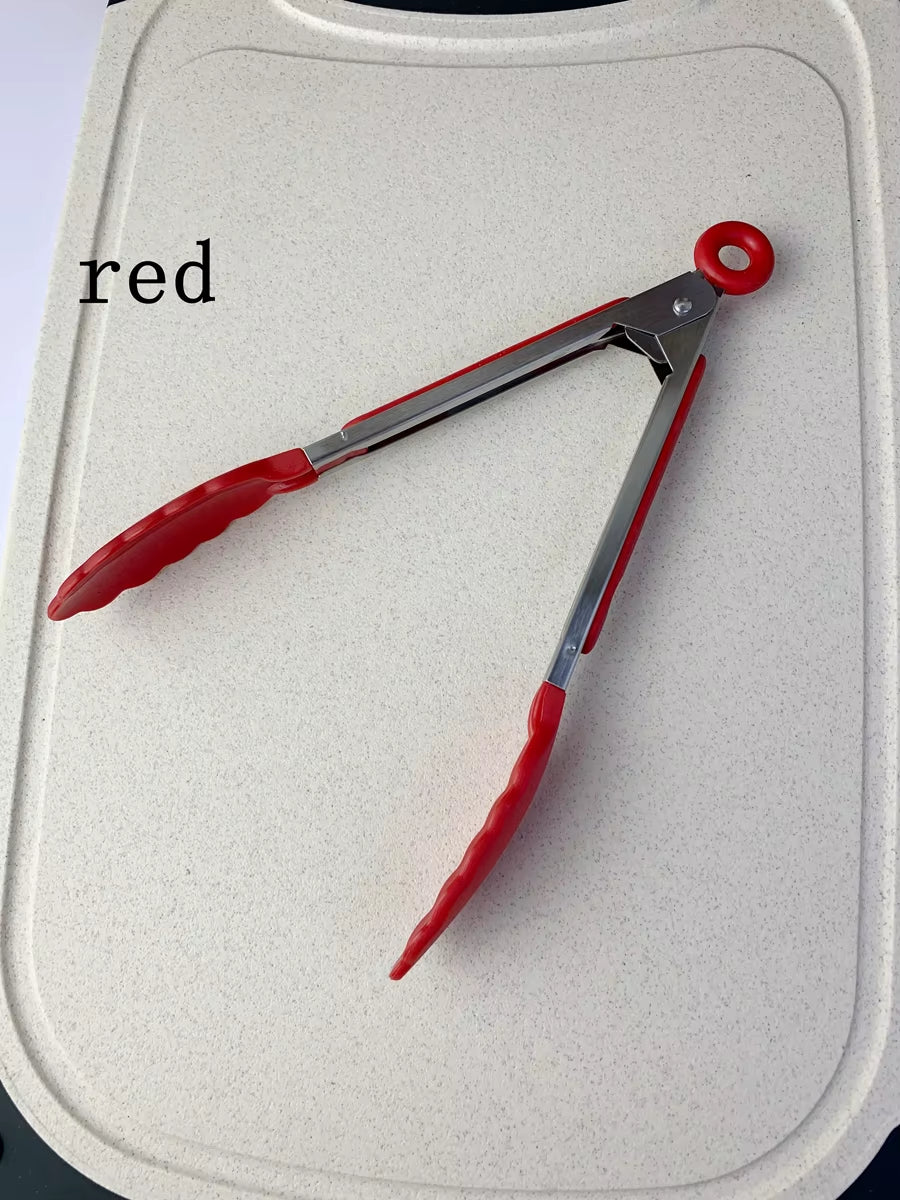 Anti Slip Cooking Serving Tongs Stainless Steel Food Clip Bread Salad Tong Heat-Resistant Barbecue Clips Kitchen Cooking Tool