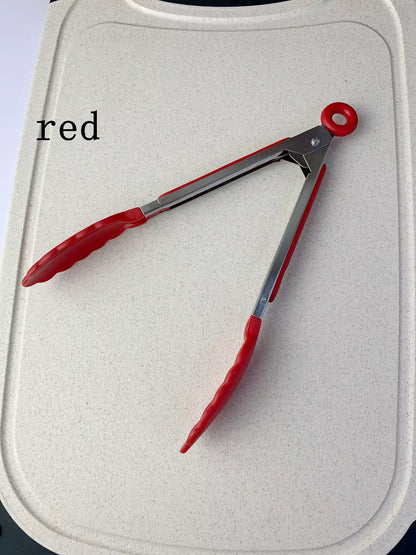 Anti Slip Cooking Serving Tongs Stainless Steel Food Clip Bread Salad Tong Heat-Resistant Barbecue Clips Kitchen Cooking Tool