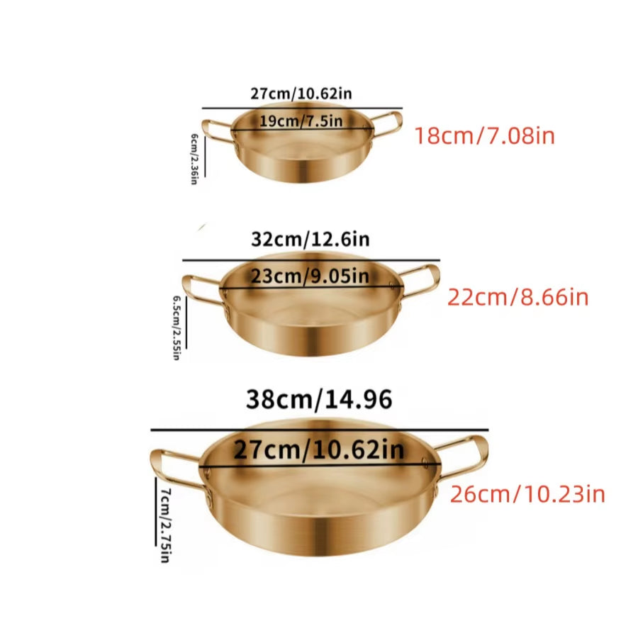 Stainless Steel Cookware Saucepan Dry Pots with Handle Home Cooking Paella Pan Seafood Rice Pot Picnic Snack Plates