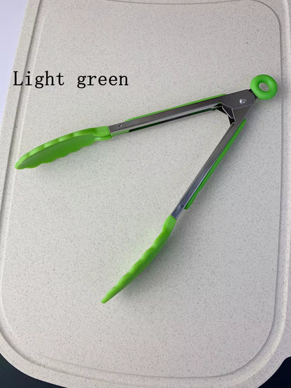 Anti Slip Cooking Serving Tongs Stainless Steel Food Clip Bread Salad Tong Heat-Resistant Barbecue Clips Kitchen Cooking Tool