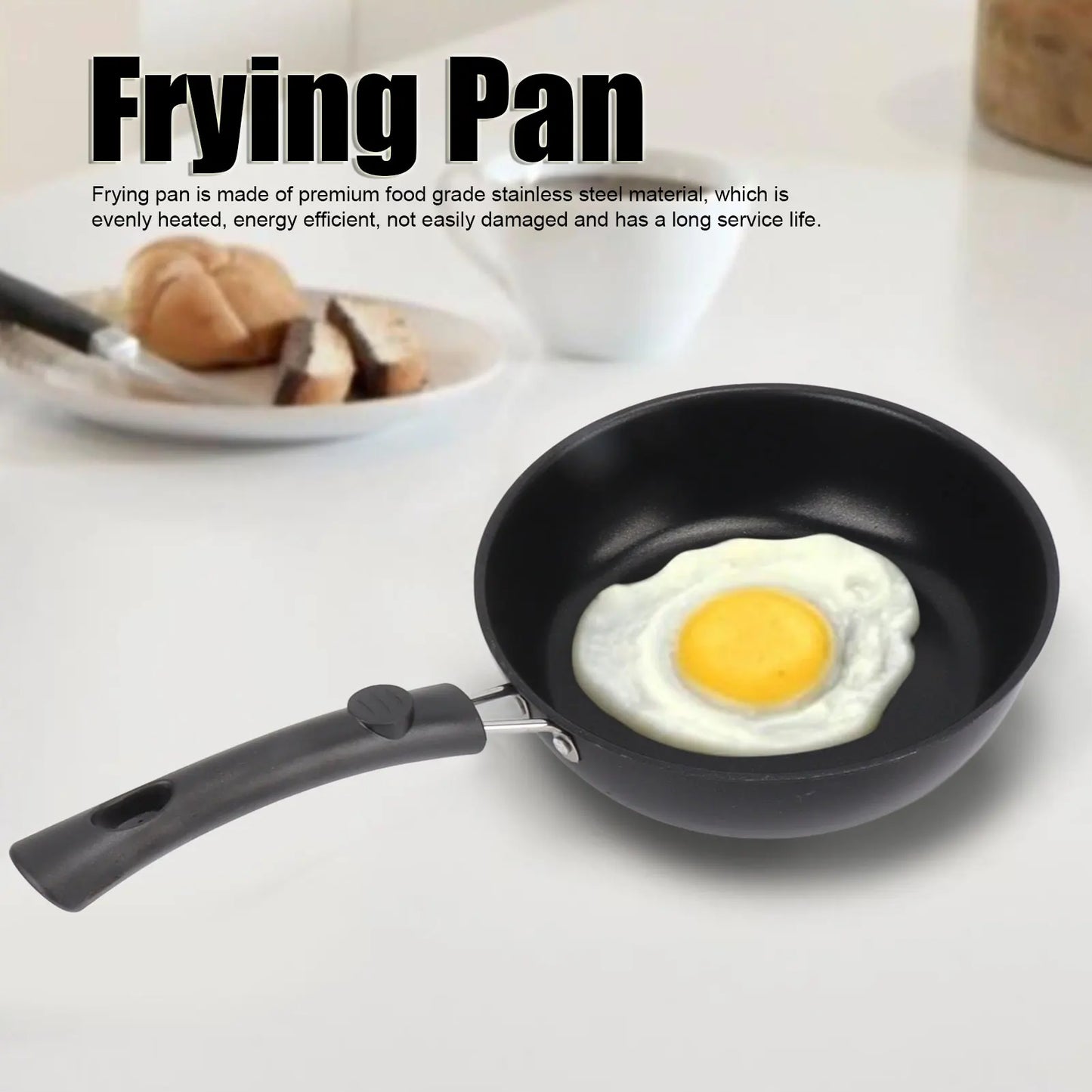 1PC 12-20Cm Mini Frying Pan Non-Stick Thickened Stainless Steel Frypan Pot Fried Eggs Saucepan Gas/Induction Kitchen Cookware ﻿