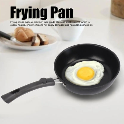 1PC 12-20Cm Mini Frying Pan Non-Stick Thickened Stainless Steel Frypan Pot Fried Eggs Saucepan Gas/Induction Kitchen Cookware ﻿