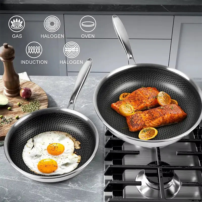 20 24 28Cm Nonstick Frying Pan Stainless Steel Cooking Skillet PFOA Free Hybrid Frying Pan Kitchen Fry Pan Dishwasher Safe JT562