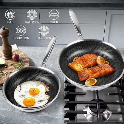 20 24 28Cm Nonstick Frying Pan Stainless Steel Cooking Skillet PFOA Free Hybrid Frying Pan Kitchen Fry Pan Dishwasher Safe JT562