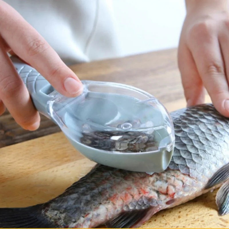 Kitchen Household Scale Scraper with Lid, Fish Scale Scraper, Manual Descaling, Brushing of Fishing Tools