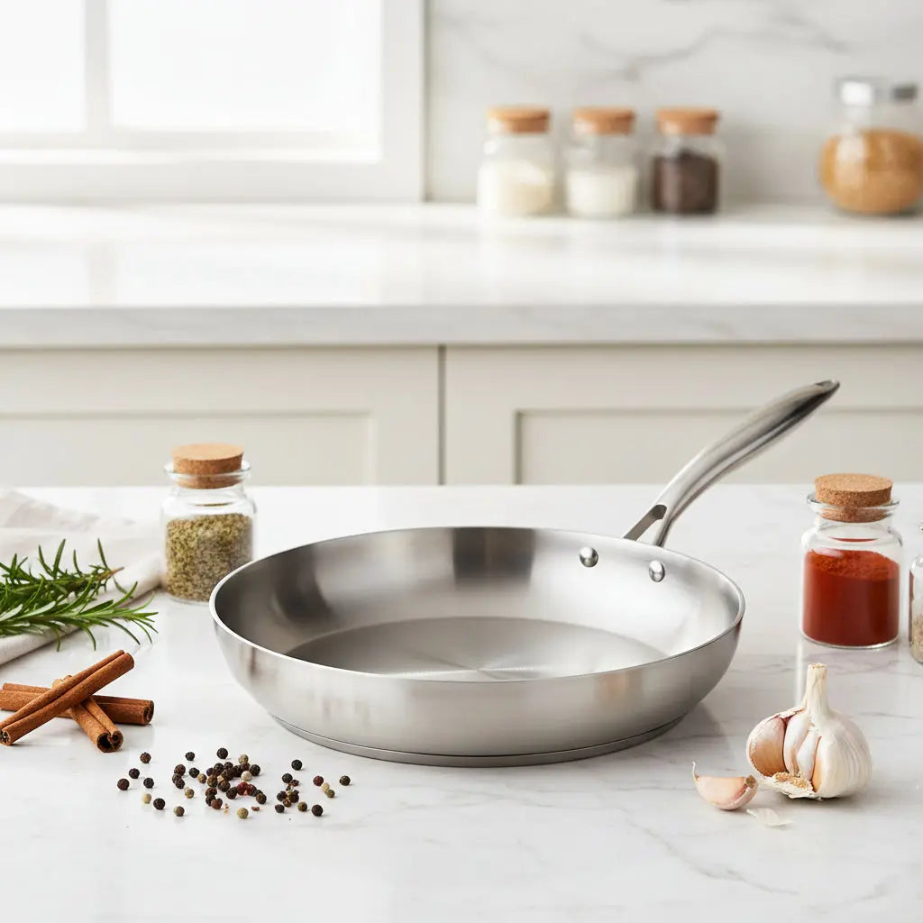 304 Stainless Steel Frying Pan, Nonstick Pan Fried Steak Pot Uncoated Kitchen Cookware for Gas Stove and Induction Cooker