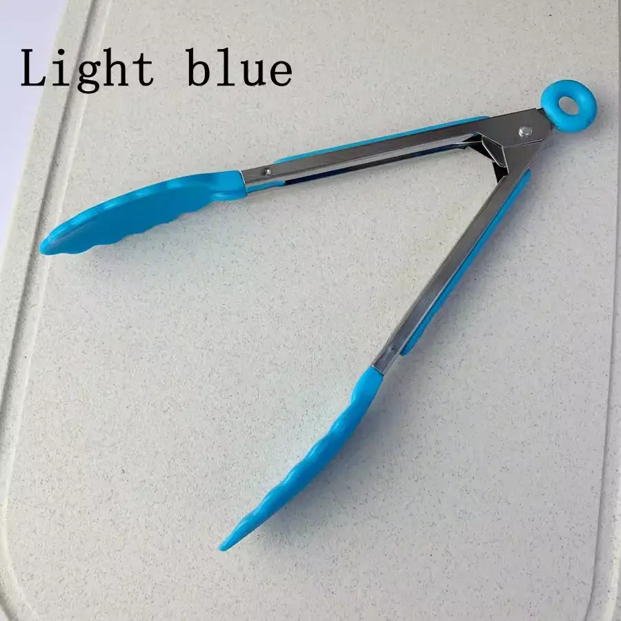 Anti Slip Cooking Serving Tongs Stainless Steel Food Clip Bread Salad Tong Heat-Resistant Barbecue Clips Kitchen Cooking Tool