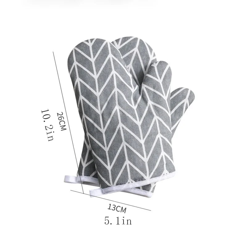 2 Pieces of Insulated Kitchen Gloves, Heat-Resistant Microwave Gloves, Heat-Resistant Thickened Grid Oven Gloves