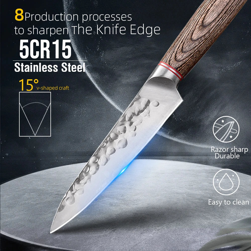 Kitchen Knife Hand Forged Meat Cleaver Boning Knife Stainless Steel Cooking Knife for Meat Sushi Vegetables