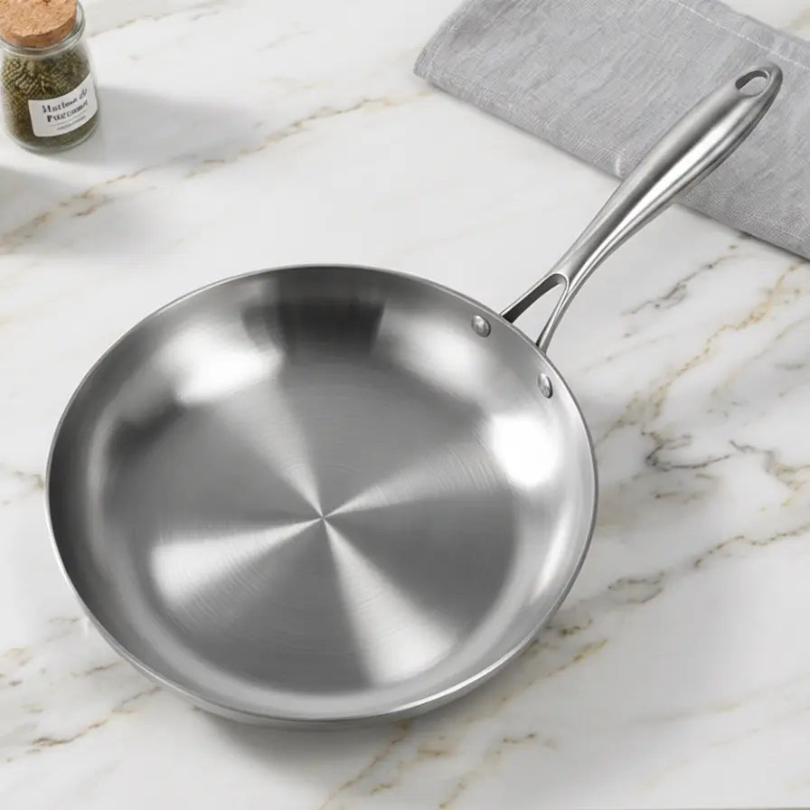 304 Stainless Steel Frying Pan, Nonstick Pan Fried Steak Pot Uncoated Kitchen Cookware for Gas Stove and Induction Cooker
