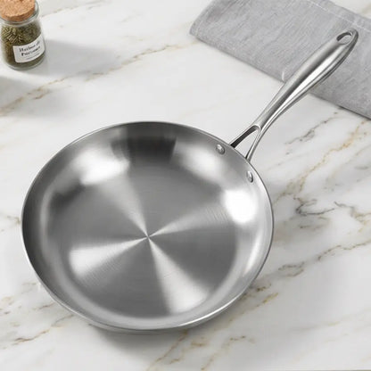 304 Stainless Steel Frying Pan, Nonstick Pan Fried Steak Pot Uncoated Kitchen Cookware for Gas Stove and Induction Cooker