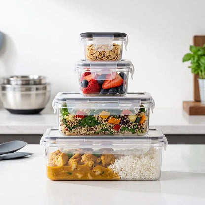 4 Piece Air‑tight Microwavable Plastic Container Set