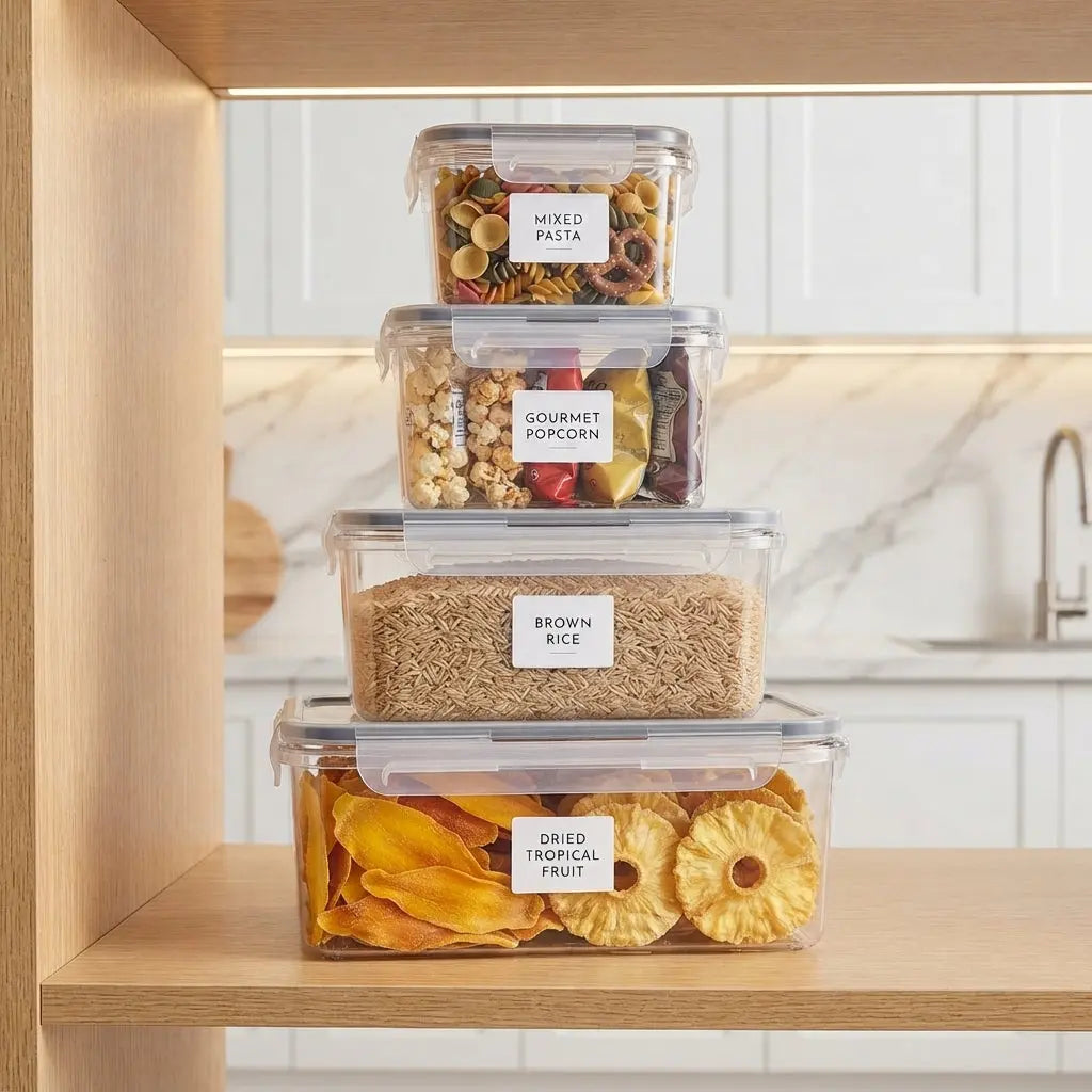 8-PC Bpa-Free Airtight Food Containers with Locking Lids - Microwave/Freezer Safe PP Plastic Storage for Dry Goods/Fruit/Veggies