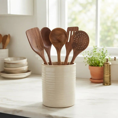 Thailand Teak Non‑Scratch Kitchen Spoon Set