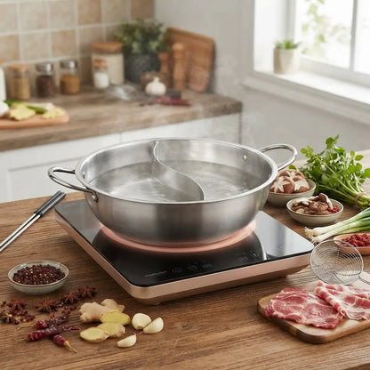 Premium Stainless‑Steel Twin Hotpot Pot