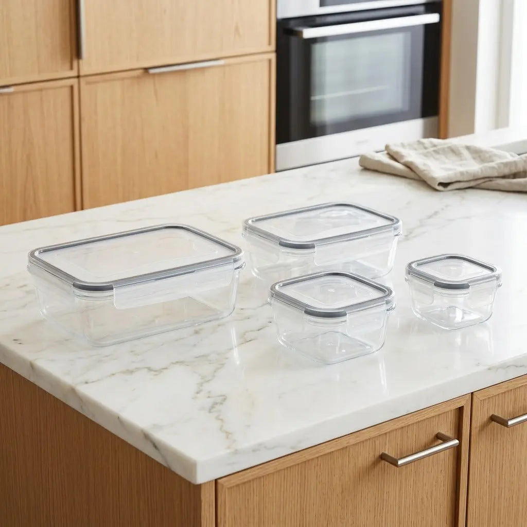 4 Piece Air‑tight Microwavable Plastic Container Set