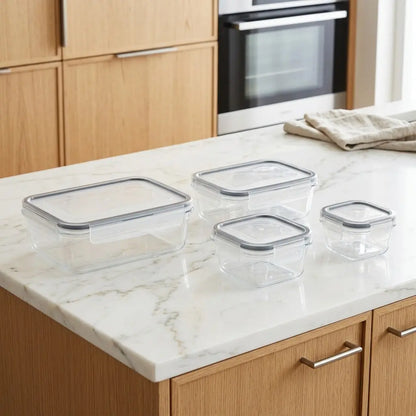 4 Piece Air‑tight Microwavable Plastic Container Set