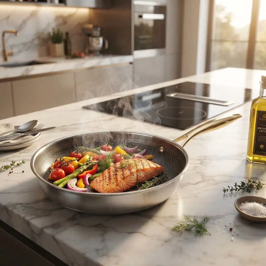 316 Stainless‑Steel Honeycomb Nonstick Frying Pan